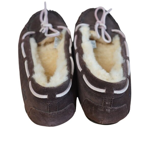 UGG Sheepskin Dakota Moccasin‎ Slippers Womens Size 10 Brown/Pink Slip-On - Picture 3 of 8